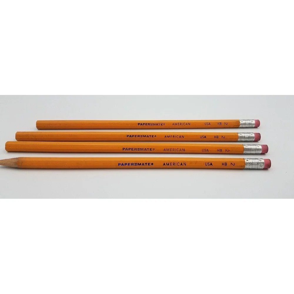 Lot of 4 Paper Mate American Wood Pencils HB #2 USA Made NOS 1 sharpened‎ 3 not